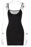 Black Sexy Solid Mesh Spaghetti Strap Pencil Skirt Dresses