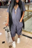 Orange Fashion Casual Solid Basic V Neck Regular Jumpsuits