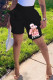 Black Pink Fashion Casual Print Basic Regular High Waist Shorts