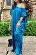 Blue Fashion Casual Solid Basic O Neck Short Sleeve Dress Dresses