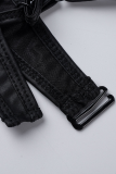 Black Sexy Solid Patchwork Swimwears