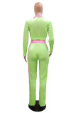 Light Pink Fashion Casual Embroidery Patchwork Zipper Collar Long Sleeve Two Pieces