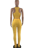 Pink Casual Sportswear Print Patchwork Fold O Neck Sleeveless Two Pieces