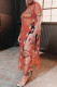 Tangerine Sexy Solid Hollowed Out Patchwork See-through Slit O Neck Straight Dresses