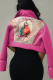 Rose Red Casual Print Patchwork Turndown Collar Outerwear