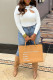 White Fashion Casual Solid Hollowed Out O Neck Tops