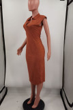 White Casual Solid Patchwork Turndown Collar One Step Skirt Dresses