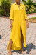 Yellow Fashion Casual Print Letter Turndown Collar Shirt Dress Dresses