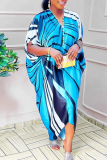 Yellow Casual Print Patchwork V Neck Straight Dresses