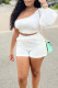 White Casual Solid Patchwork Oblique Collar Long Sleeve Two Pieces