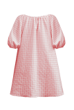Pink Casual Plaid Patchwork V Neck Cake Skirt Dresses