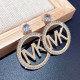 Gold Fashion Street Letter Hot Drill Earrings
