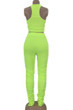 Pink Casual Sportswear Print Patchwork Fold O Neck Sleeveless Two Pieces