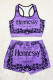 Purple Fashion Sexy Letter Patchwork Sleeveless Two Pieces