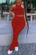 Red Casual Sportswear Print Patchwork Fold O Neck Sleeveless Two Pieces