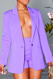 Purple Casual Solid Patchwork Turndown Collar Long Sleeve Two Pieces