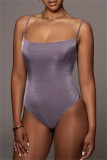 Purple Sexy Casual Solid Backless Spaghetti Strap Skinny Romper