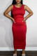 Red Sexy Casual Solid Basic U Neck Vest Dress