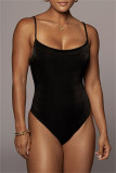Purple Sexy Casual Solid Backless Spaghetti Strap Skinny Romper