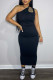 Black Sexy Casual Solid Basic U Neck Vest Dress