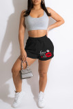 Colour Fashion Casual Print Basic Regular High Waist Shorts