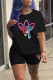 Red Purple Fashion Casual Print Patchwork O Neck Short Sleeve Two Pieces