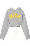 Navy Blue Casual Street Solid Embroidered Bandage Patchwork Asymmetrical Hooded Collar Tops