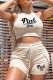 Cream White Casual Print Patchwork O Neck Sleeveless Two Pieces