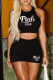 Black Casual Print Patchwork O Neck Sleeveless Two Pieces