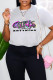 White Fashion Casual Print Basic O Neck T-Shirts