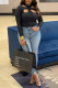 Black Fashion Casual Solid Hollowed Out O Neck Tops