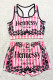 Pink Fashion Sexy Letter Patchwork Sleeveless Two Pieces