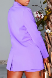 Purple Casual Solid Patchwork Turndown Collar Long Sleeve Two Pieces