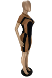 Black Sexy Solid Mesh Half A Turtleneck Pencil Skirt Dresses
