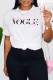 White Fashion Casual Letter Print Basic O Neck T-Shirts