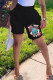 Blue Black Fashion Casual Print Basic Regular High Waist Shorts