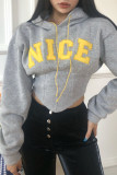 Navy Blue Casual Street Solid Embroidered Bandage Patchwork Asymmetrical Hooded Collar Tops