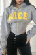 Grey Casual Street Solid Embroidered Bandage Patchwork Asymmetrical Hooded Collar Tops