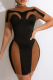 Black Sexy Solid Mesh Half A Turtleneck Pencil Skirt Dresses