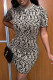 Black Fashion Casual Letter Patchwork O Neck One Step Skirt Dresses