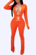 Orange Fashion Sexy Letter Fold V Neck Jumpsuits