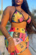 Yellow Fashion Sexy Print Patchwork Swimwears
