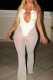 Apricot Sexy Solid Hollowed Out Patchwork See-through Halter Straight Jumpsuits