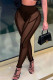 Brown Sexy Solid Patchwork See-through High Waist Pencil Solid Color Bottoms