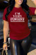 Red Fashion Casual Letter Print Basic O Neck T-Shirts