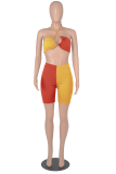 Turquoise Sexy Solid Patchwork Halter Sleeveless Two Pieces