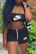 Black Fashion Sportswear Print Patchwork Strapless Sleeveless Two Pieces