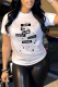 White Fashion Casual Print Patchwork Letter O Neck T-Shirts