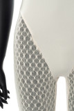 Apricot Sexy Solid Hollowed Out Patchwork See-through Halter Straight Jumpsuits
