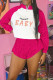 Pink Casual Sportswear Print Leopard Patchwork Zipper Collar Long Sleeve Two Pieces